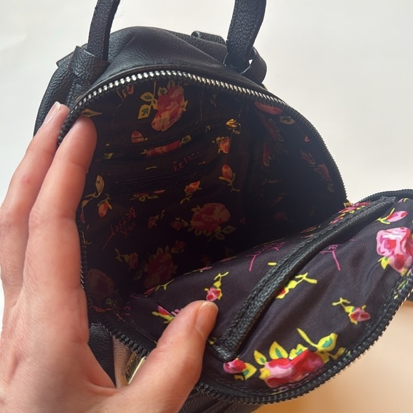 Betsy Johnson Black and Cream Cat Mini Backpack - Picture 4 of 9